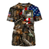 Maxcorners Deer hunting camo American flag patriotic custom name deer hunting all over printed shirts LM2608
