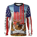 Maxcorners Custom Name Born to Hunt Deer Hunting American Flag Patriotic 3D All Over Printed Clothes