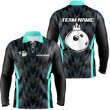 Maxcorners Bowling Ball And Pins Camo  Customized Name, Team Name 3D Polo Shirt