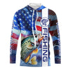 Maxcorners American flag Crappie lightning Long Sleeve Fishing Shirts custom Patriotic Crappie fishing jerseys LM0501
