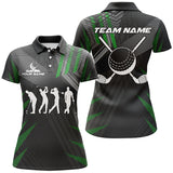 Maxcorners Women Golf Polo Shirts Custom Black And Green Golf Clubs, Team Golf Attire For Ladies