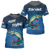 Maxcorners Blue camo Musky fishing Custom performance long sleeve team Muskellunge fishing tournament shirts MT2108