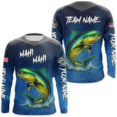 Maxcorners Blue camo Mahi mahi fishing Custom performance long sleeve team Dorado fishing tournament shirts MT2108