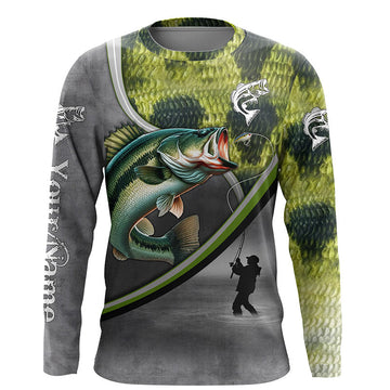 Maxcorners Largemouth Bass fishing scales personalized fishing shirts Long sleeve, Long Sleeve Hooded LM0201