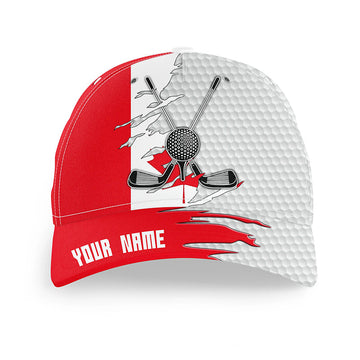 Maxcorners Canadian flag golf clubs white golf ball skin Golfer hat custom name patriotic sun hats for mens