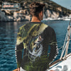 Maxcorners Personalized Largemouth bass Fishing jerseys, Bass scales lightning thunder Long Sleeve fishing shirt LM0201