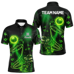 Maxcorners Green shamrock lightning thunder St Patrick's Day custom matching golf polo shirts for couples LM0901