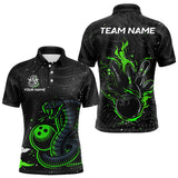 Maxcorners Black And Green Cobra Snake Bowling Polo, Quarter Zip Shirts For Men Custom Name Bowling Team Shirts