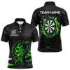 Maxcorners Black And Green Cobra Snake Darts Polo, Quarter Zip Shirts For Men Custom Name Darts Team Jerseys 
