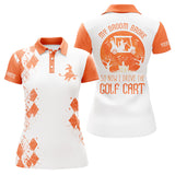 Maxcorners Halloween Golf Custom Name Orange Women Golf Polo Shirt - My Broom Broke So Now I Drive The Golf Cart