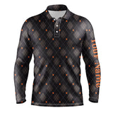 Maxcorners Halloween Black argyle pattern spider golf polo shirts custom Mens halloween golf shirts