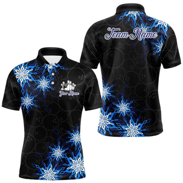 Maxcorners Blue snowflake black camo Christmas Bowling Shirts For Men custom bowling team jerseys, bowling gifts LM0611