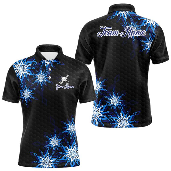 Maxcorners Blue snowflake black camo Christmas Golf Polo shirts For Men custom golf outfit men, best golf gifts LM0611