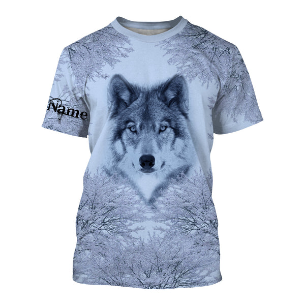 Maxcorners Winter Wolf Hunting Customize Name 3D Shirts