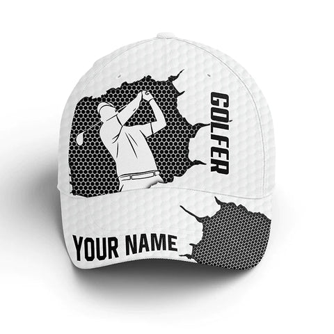 Maxcorners Black white Golfer hat custom name sun hats for men, golf caps and hats unique golf gifts