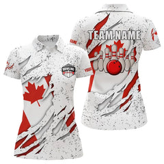 Maxcorners Personalized Canadian Flag Grunge Pattern Bowling Shirts For Men Custom Canada Bowling Team Jerseys