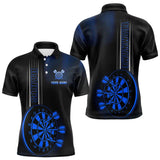 Maxcorners Personalized Black And Blue Darts Polo, Quarter Zip Shirt For Men Custom Dart Outfit Team Jerseys