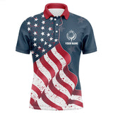 Maxcorner Customized Name Red White And Blue American Flag Golf 3D Polo Shirt