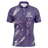 Maxcorners Golf Purple Camo Cool Customized Name 3D Polo Shirt