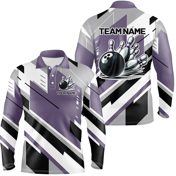 Maxcorners Purple Classic Bowling Jersey Customized Name, Team Name 3D Shirt