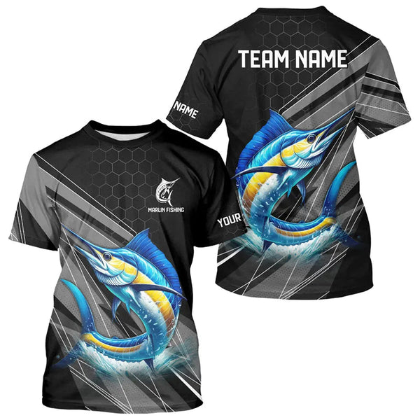 Maxcorners Personalized Black camo Marlin Fishing Jerseys, Marlin Long Sleeve Fishing Tournament Shirts LM0611