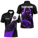 Maxcorners Black And Purple Skull Reaper Dart Jerseys Polo, 1/4 Zip Shirt For Men And Women Custom Darts Team Shirts