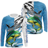 Maxcorners Mahi mahi Fishing Blue Camo UV protection custom long sleeve fishing apparel, Dorado fishing jerseys MT2108