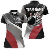 Maxcorners Black, Gray And Red Bowling Jersey Customized Name, Team Name 3D Shirt