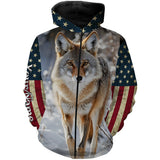 Maxcorners Coyote Hunting American Flag Patriotic Custom Name Shirt 3D All Over Printed Clothes