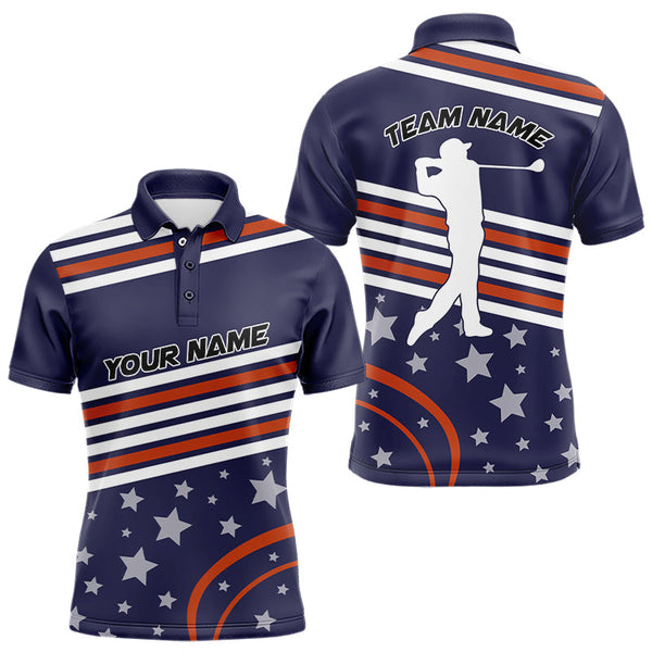 Maxcorners Red, white and blue stars Golf Polo Shirts For Men custom patriotic mens golf tops