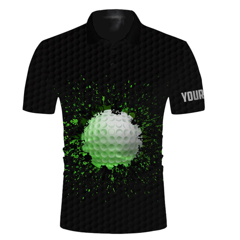 MaxCorners Golfs Black Splatter  Customized Name 3D Polo Shirt For Men