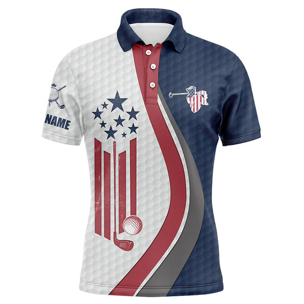 Maxcorner Customized Name American Flag Golf 3D Polo Shirt