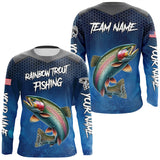 Maxcorners Blue camo Rainbow trout fishing Custom performance long sleeve team Trout fishing tournament shirts MT2108