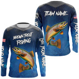 Maxcorners Blue camo Brown trout fishing Custom performance long sleeve team Trout fishing tournament shirts MT2108