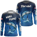 Maxcorners Blue Camo Wahoo Fishing Custom Performance Long Sleeve Team Wahoo Fishing Tournament Shirts