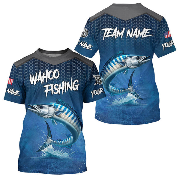 Maxcorners Blue camo Wahoo fishing Custom performance long sleeve team Wahoo fishing tournament shirts MT2108