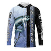 Maxcorners Chinook salmon fishing blue camo Custom name King salmon fishing Long sleeve, Long Sleeve Hooded LM0201