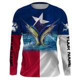 Maxcorners Custom Name And Team Name Marlin Sailfish Fishing Texas Flag 3D Shirts