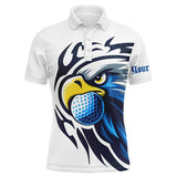 Maxcorners Mens golf polo shirts custom blue Eagle golf ball white golf tops, team golf attire for mens LM1506