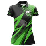 Maxcorners Black And Green Golf Skull Women Golf Polo Shirt Custom Golf Outfits Ladies