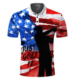 Maxcorner Customized Name American Flag Just Golf It 3D Polo Shirt