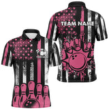 Maxcorners American Flag Bowling Restro For Team Bowling Team Men And Women Polo Shirts, Bowling Pattern Outfits | Pink