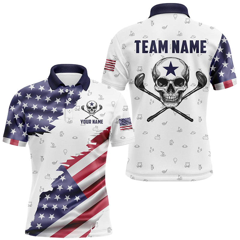 Maxcorners American Flag Golf Clubs Skull Golf Camo Men golf polo shirts Custom Patriotic Golf Team Jerseys