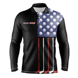 Maxcorners Black American Flag Mens Golf Polo Shirts custom patriotic golf shirts, best team golf shirts