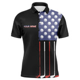 Maxcorners Black American Flag Mens Golf Polo Shirts custom patriotic golf shirts, best team golf shirts