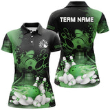 Maxcorners Black and Green Flame Bowling Shirts Custom Bowling Team League Jerseys, Gift For Bowlers