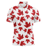 MaxCorners Golfs Red Canada Maple Leaf Pattern Customized Name 3D Polo Shirt For Men
