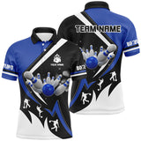 Maxcorners Black, White And Blue Bowling Jersey Customized Name 3D Shirt