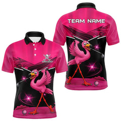 Maxcorners Funny Pink Flamingo Golf Polo Shirts For Men Custom Flamingo Team mens golf tops, funny golf gifts