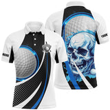 MaxCorners Golfs Black And White Skull  Customized Name 3D Polo Shirt For Men